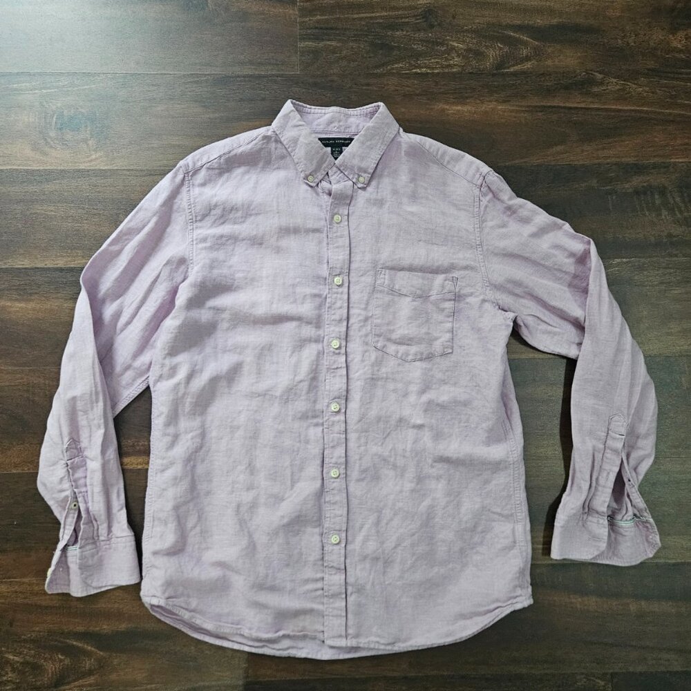 BANANA REPUBLIC Linen Blend Button-Down Shirt Size Large - Light Purple L/S